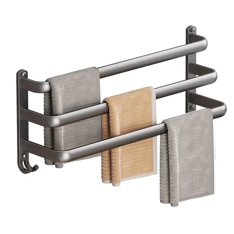 Towel rack No punching toilet Wall-mounted bathroom Towel hanging rod Space aluminum bathroom Toilet storage rack