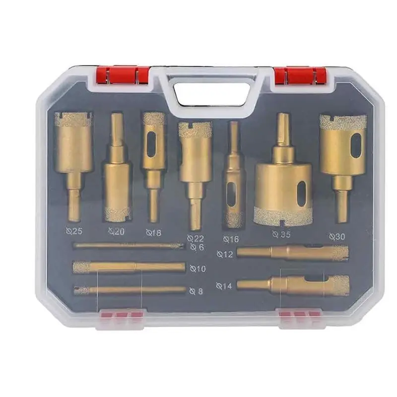 ab34-12ピース大理石ドリルビットホールソーキット、ガラスやタイルの切断用-磁器、大理石の穴あけに最適