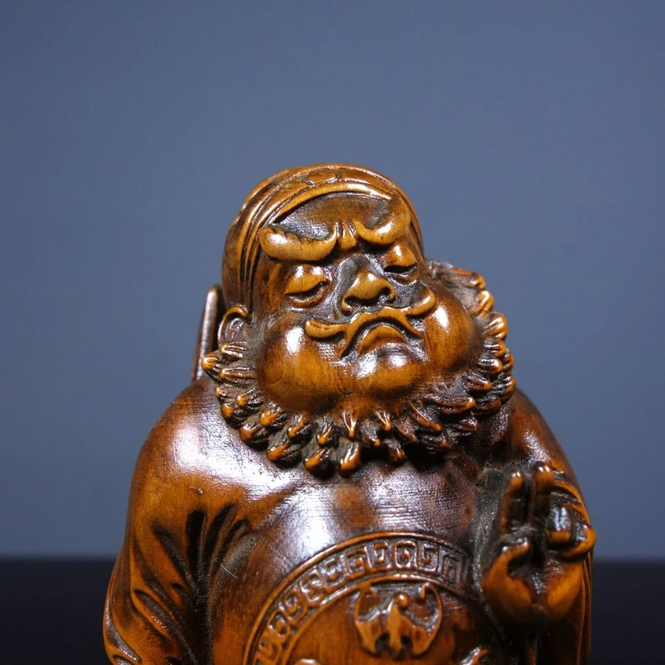 Handcrafted Zhong Kui Statue - Exquisite Huangyang Wood Home Decor Piece, High Cost-Performance Living Room Ornament