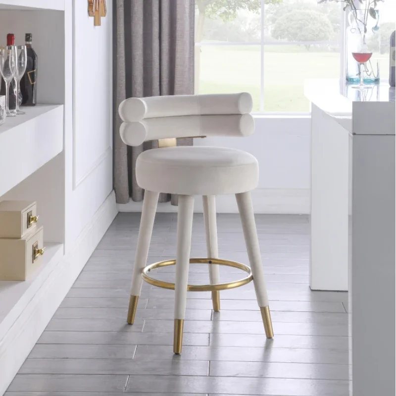 

Contemporary Design Soft Velvet Tufting Counter Stool with Back High Bar Stool for Kitchen & Dining Modern Style
