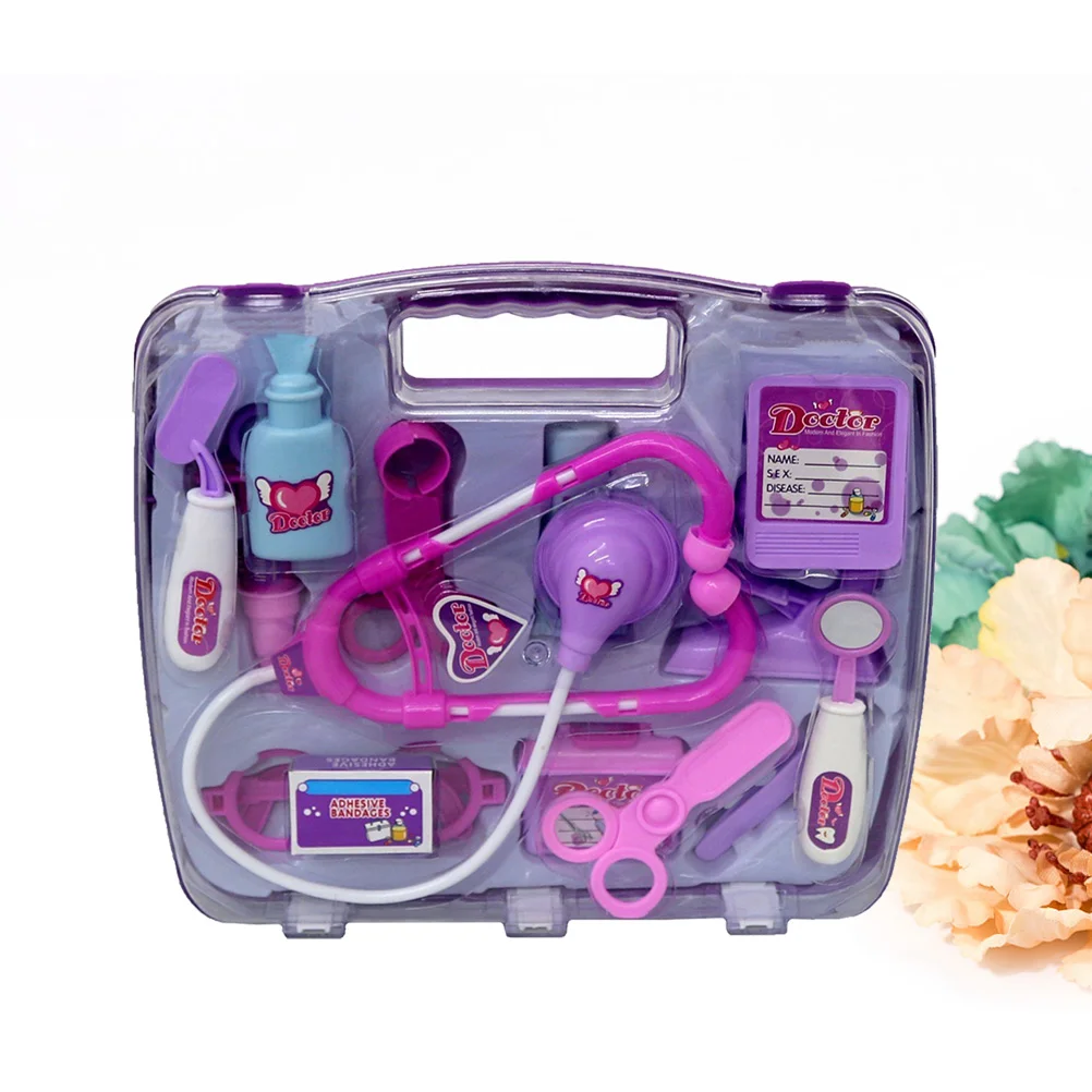 Kit de docteur pour les tout-petits de 3 à 5 ans, 14 pièces, jouets pour filles, pour faire semblant de jouer au docteur dos médical, violet