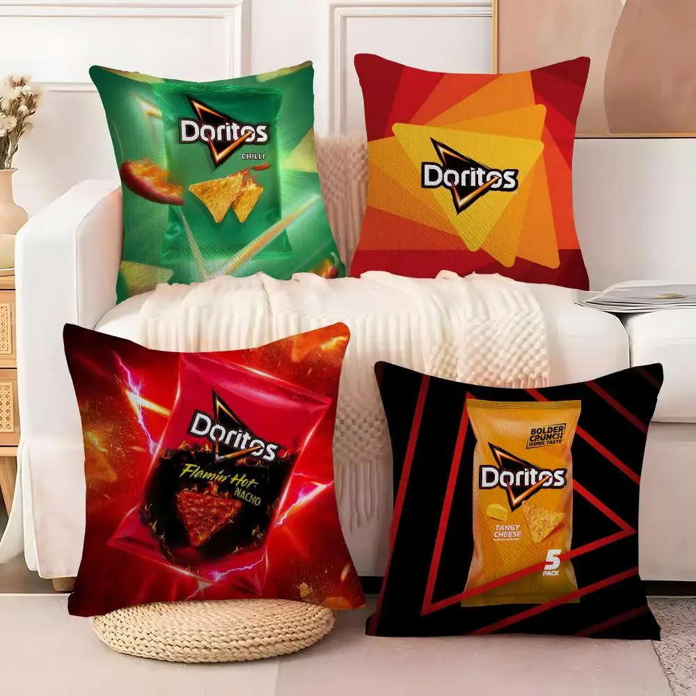 Funny D-Doritos Chips Cushion Cover  Plush Fabric Soft Double Sided Print Sofa Cushion Cover Throw Pillow Covers