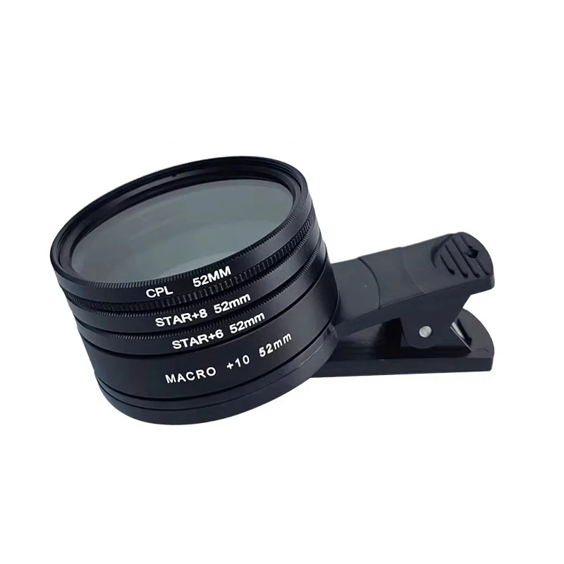 52mm Phone Camera Lens Filter Kit UV Filter CPL Star 4/6/8 Macro +10 Lente with Universal Clip For for iPhone Mobile Photography view 3