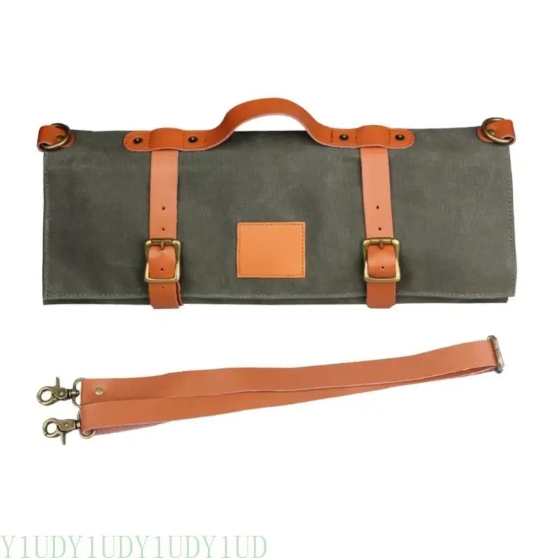 

652F Kitchen Tool Storage Bag with Multiple Pockets Chefs Tool Roll Pouches Organizers for Easy Organization and Transport