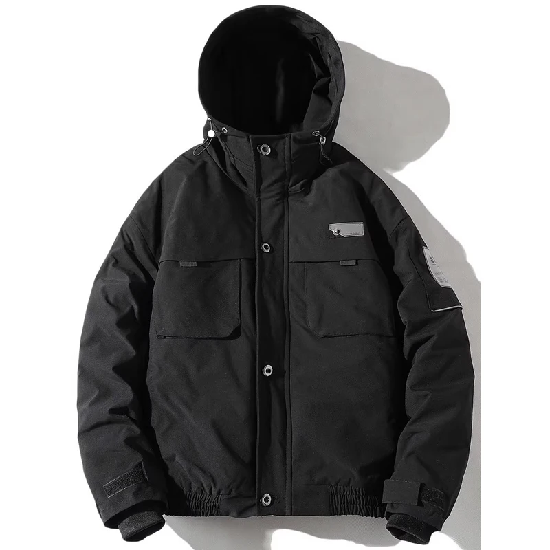 Oversized com capuz dos homens parkas estilo coreano moda masculina algodão acolchoado casaco harajuku casaco de casal quente engrossar jaqueta de inverno