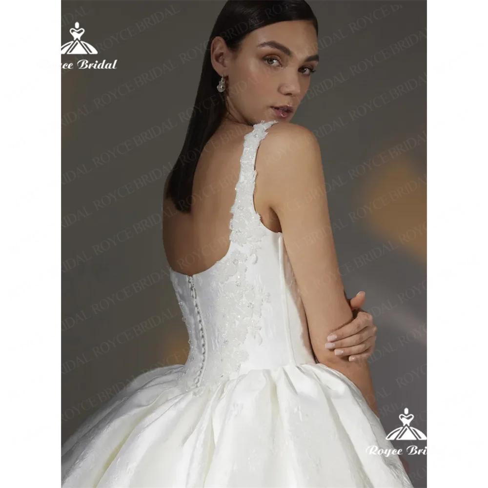 فستان زفاف Roycebridal بياقة مربعة على شكل حرف A 2025 ذيل محكمة ثوب زفاف مخصص رداء de mariéevestidos de boda para fies