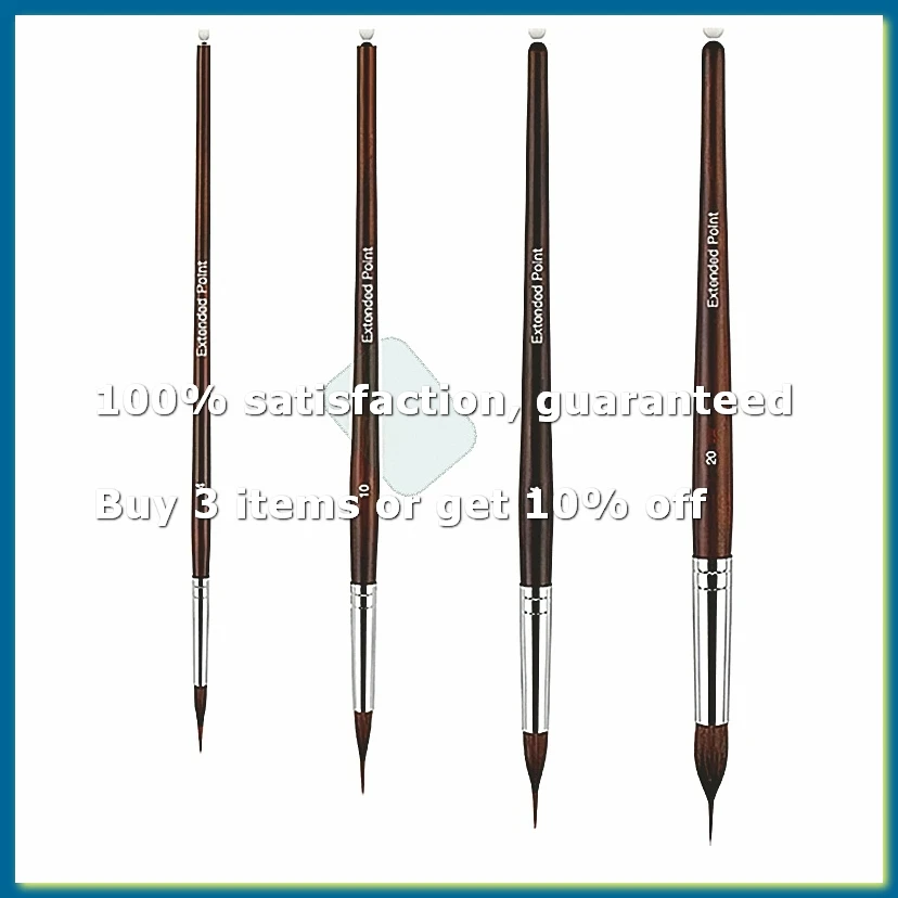 Watercolor Brushes Professional, 4Pcs Extended Point Brushes Synthetic Extra Long Pinhead Brush for Fine Detailing
