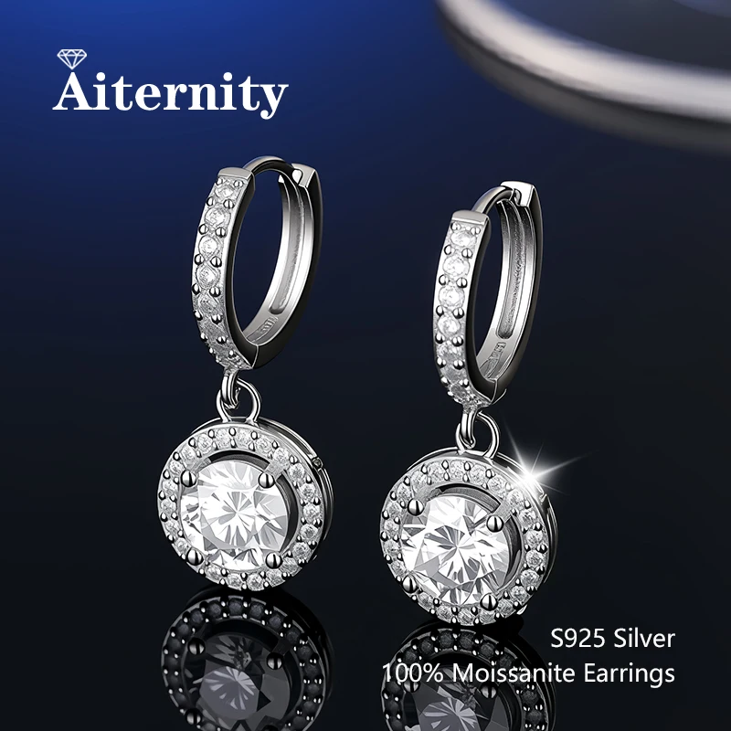 

NEW 100% D VVS1 Pass Diamond Tester Pen Moissanite Stud 925 Sterling Silver Earrings For Women 2 GRA Certificates Moissanite