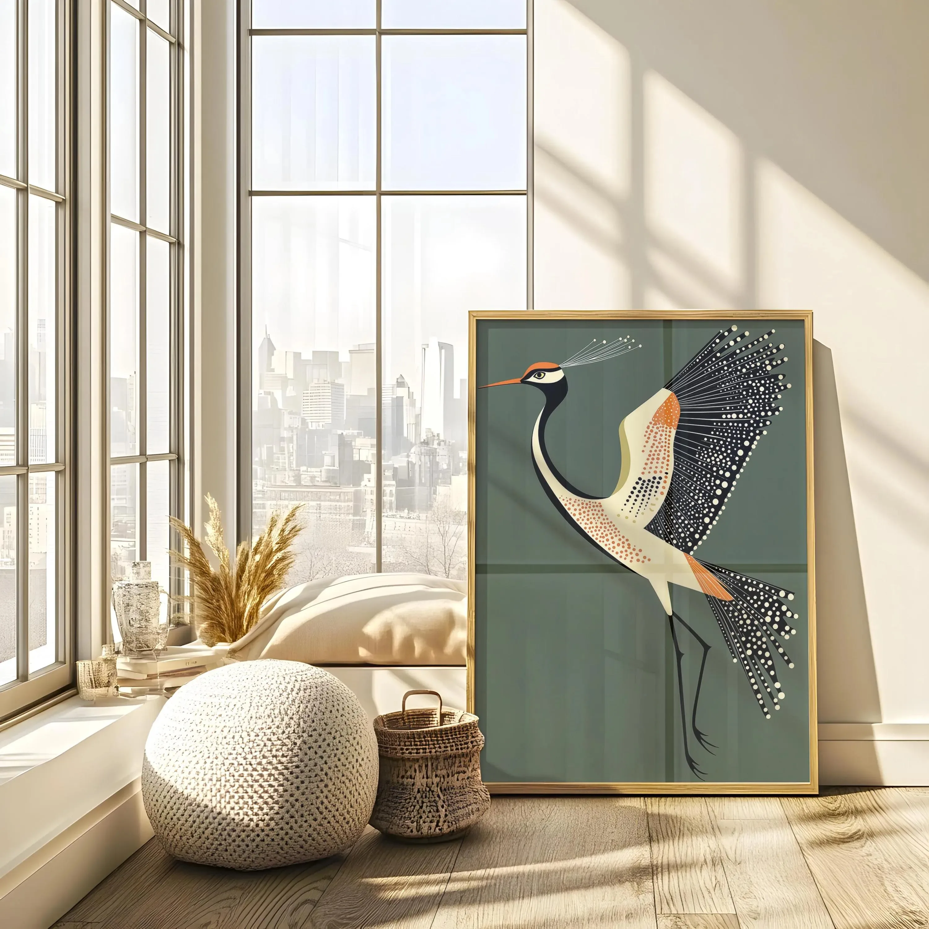 

Elegant Crane Wall Decor, Art Deco Style, Mid-Century Modern Retro Home Decor, Bird Lover's Decor, Vintage Japanese Wall Decor