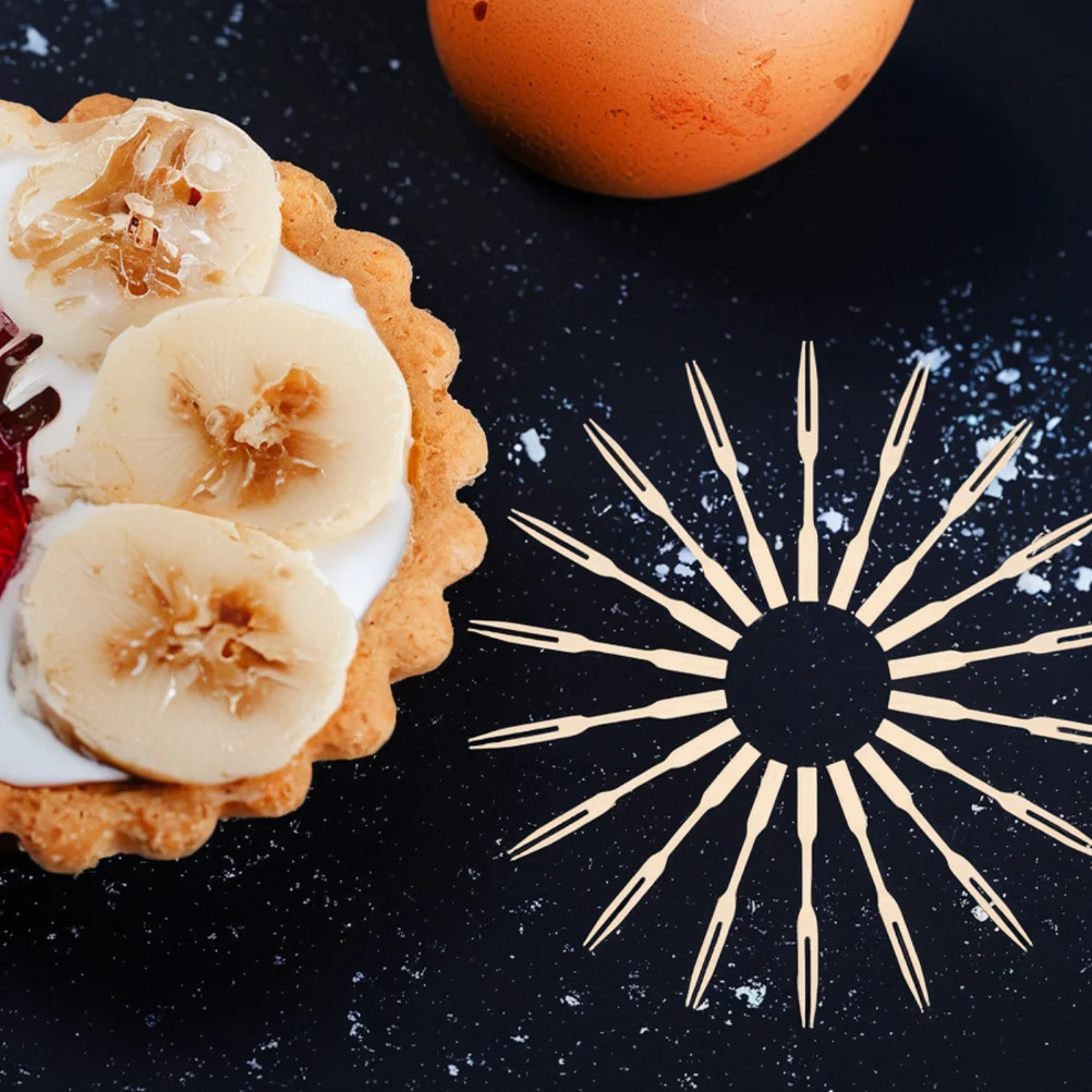 

200 pcs Bamboo Fruit Forks Flat Shape Smooth Finish For Fruits Snacks Desserts Parties Appetizers Charcuterie Cups Accessories