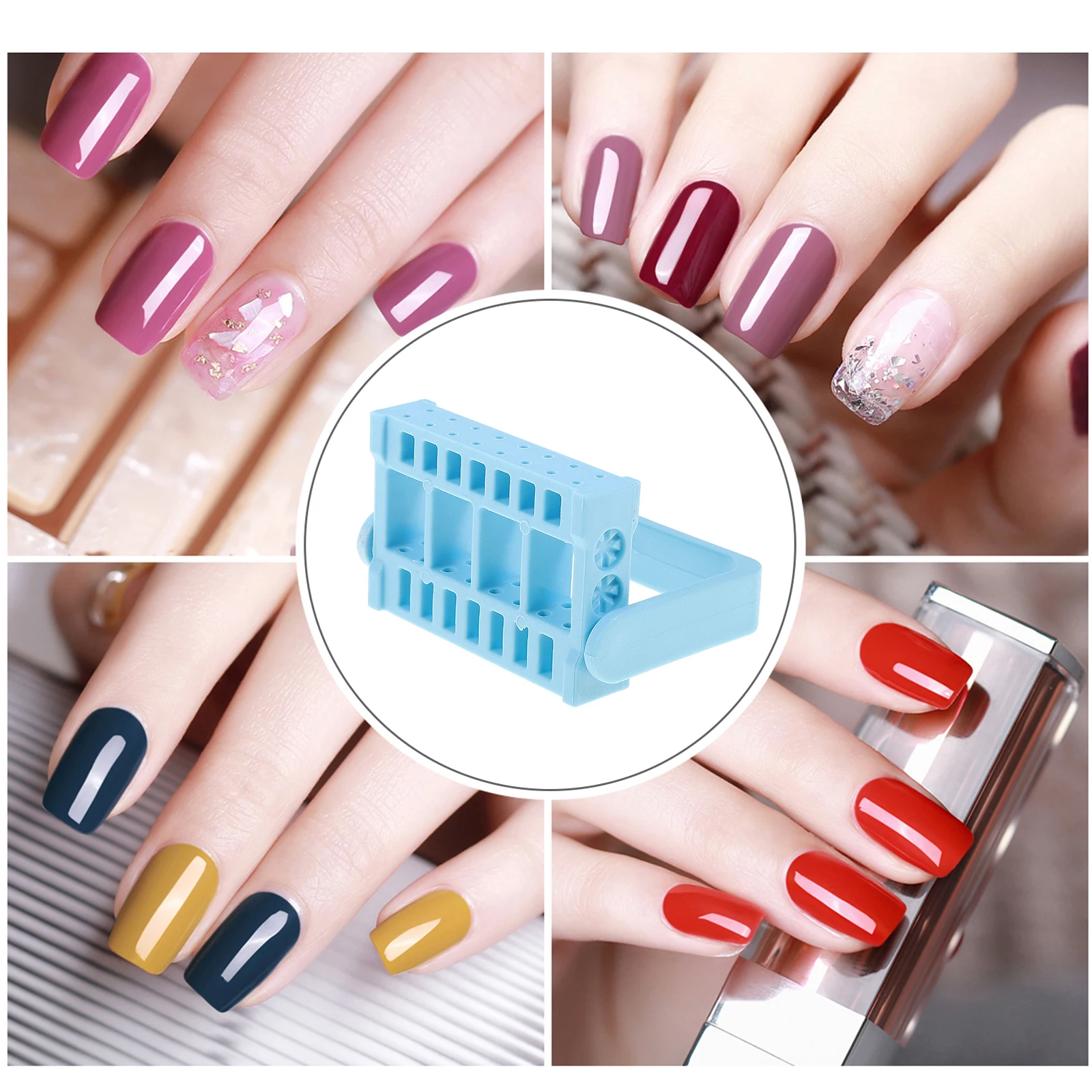 

16 Holes Grinding Head Tool Box Nail Tools for Art Manicure Organizer Suite Kit Professional Kits