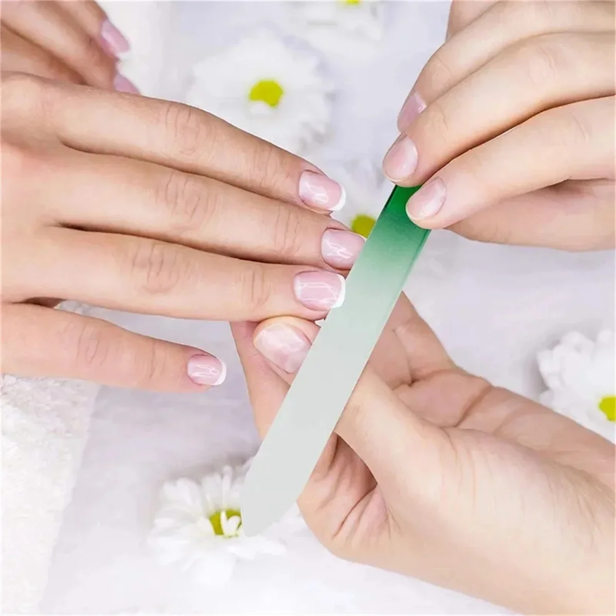 1 unidade de lixa de unhas profissional colorida de vidro, dupla face, transparente, com gradiente de cristal, para polimento, ferramentas e suprimentos para manicure DIY.