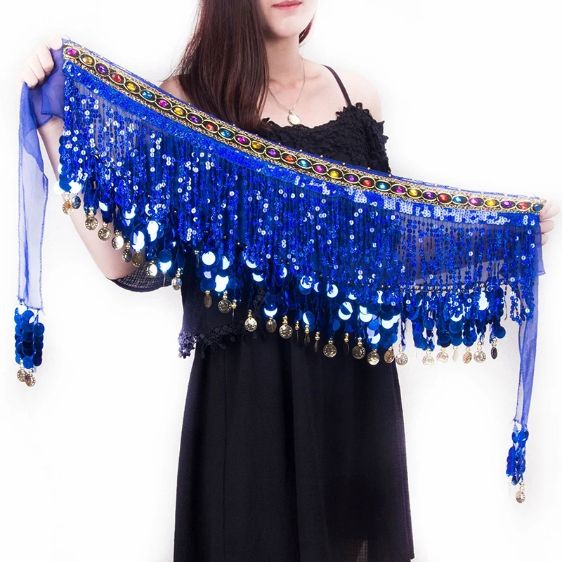 Sequins Tassels Belly Dancing Hip Scarf Wrap Belt Dancer Skirt Female Thailand/India/Arab Dance Show Wear Stage Costumes