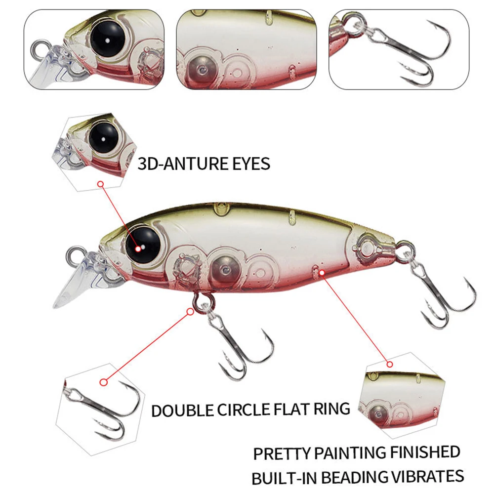 4.5cm 4g Fishing Lure Micro Minnow Wobbler Floating Artificial Hard Bait Jerkbait Small Size Stream Bait For Trout Bass MN646