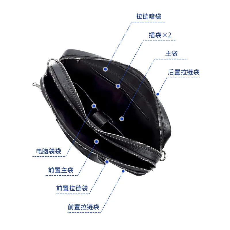 Business Handbag Fashion Casual Large Capacity Men's Trendy High-end Feel Messenger Bag Men Leather Top Layer Cowhide Briefcase