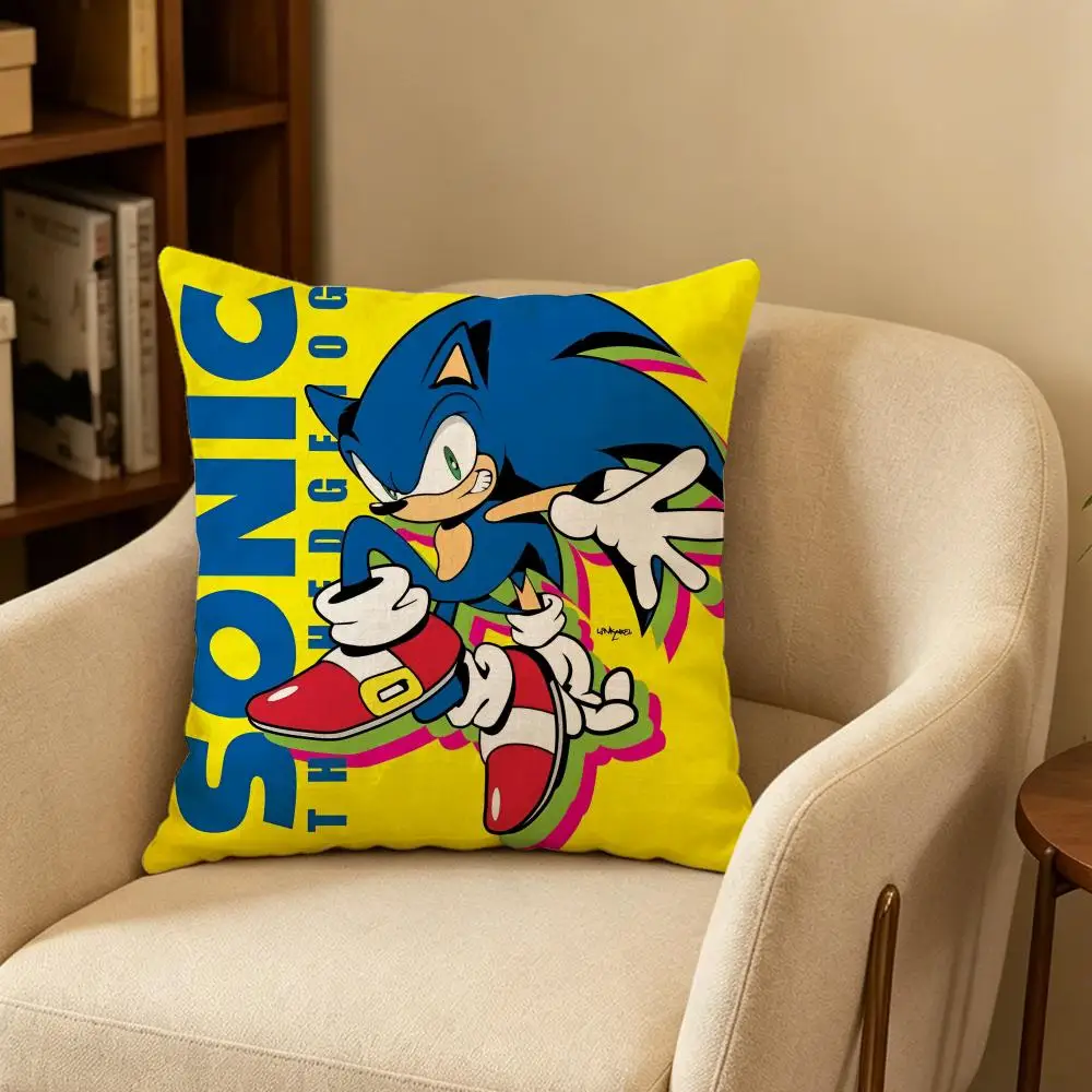 Game S-Sonic T-The H-Hedgehog Cushion Cover Home Decor Cushion Cover Soft Throw Pillowcase for Sofa Bedroom Outdoor Use - view 4