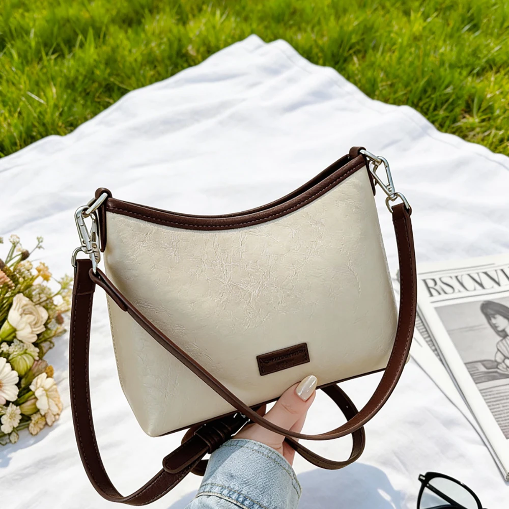 

Vintage Commute Square Crossbody Bag for Women High Grade PU Leather Soft Temperament Shoulder Bag Fashion Underarm Packs