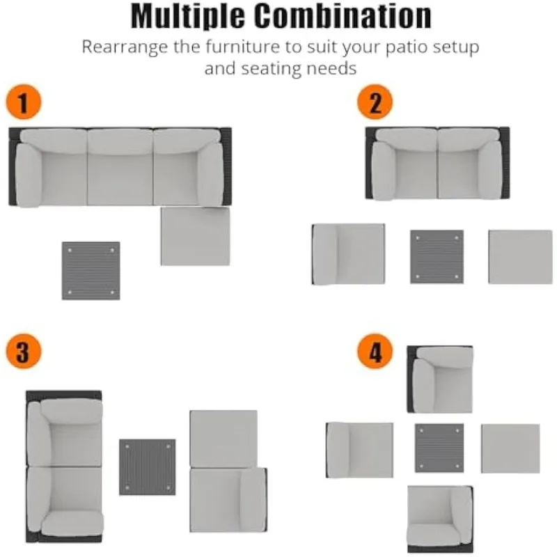 Juego de muebles de mimbre para Patio, sofá Seccional de mimbre para conversación, para todo tipo de clima, 5 piezas