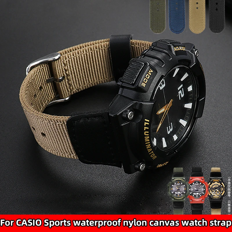 

For Casio watch AQ-S810W AEQ-110W MCW-200 sports nylon canvas wristband 16mm 18mm watchband Outdoor sports Men's strap bracelet