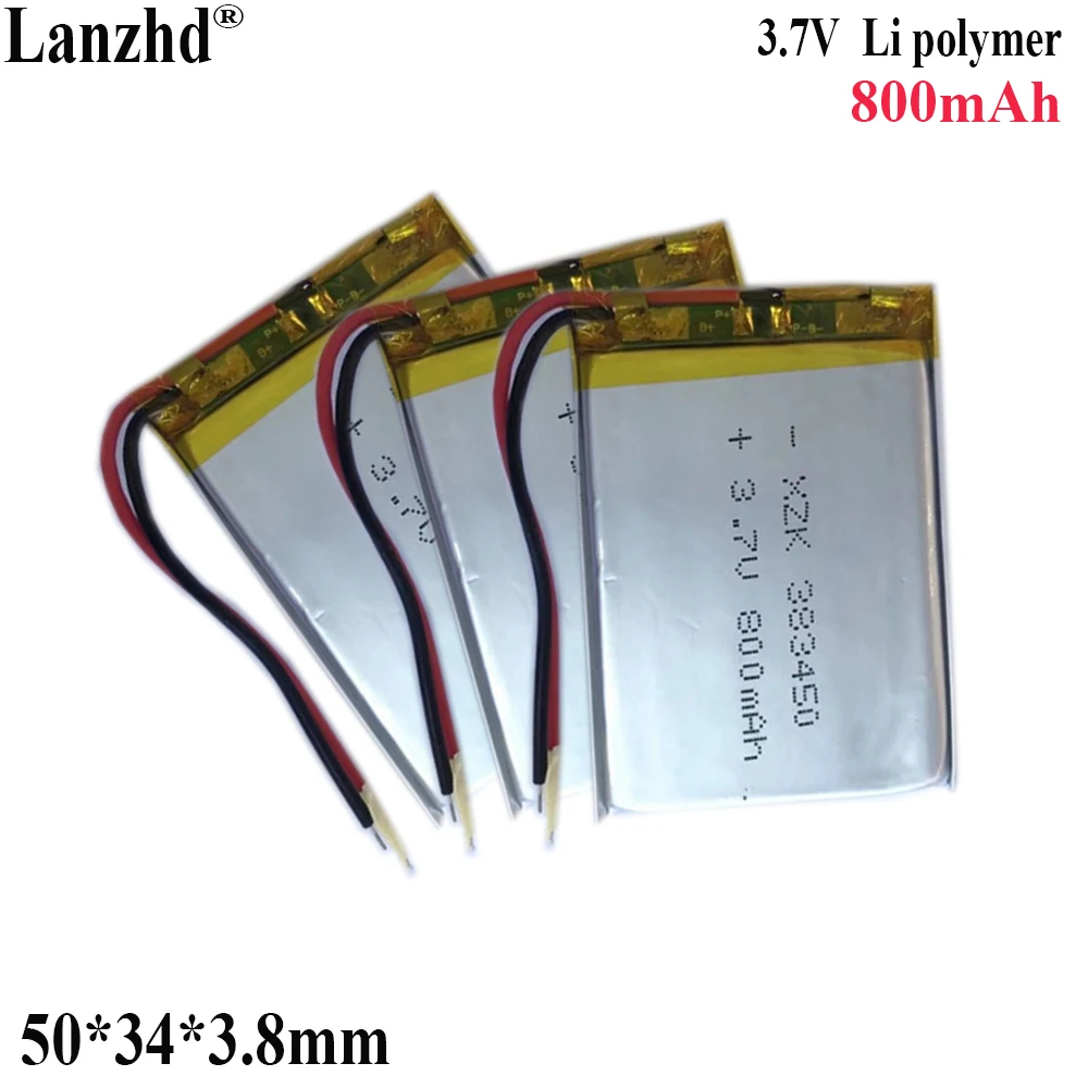 3.7V Li Polymer battery For Bluetooth digital car audio medical speaker smart Pet water steamer battery 650mAh 383450