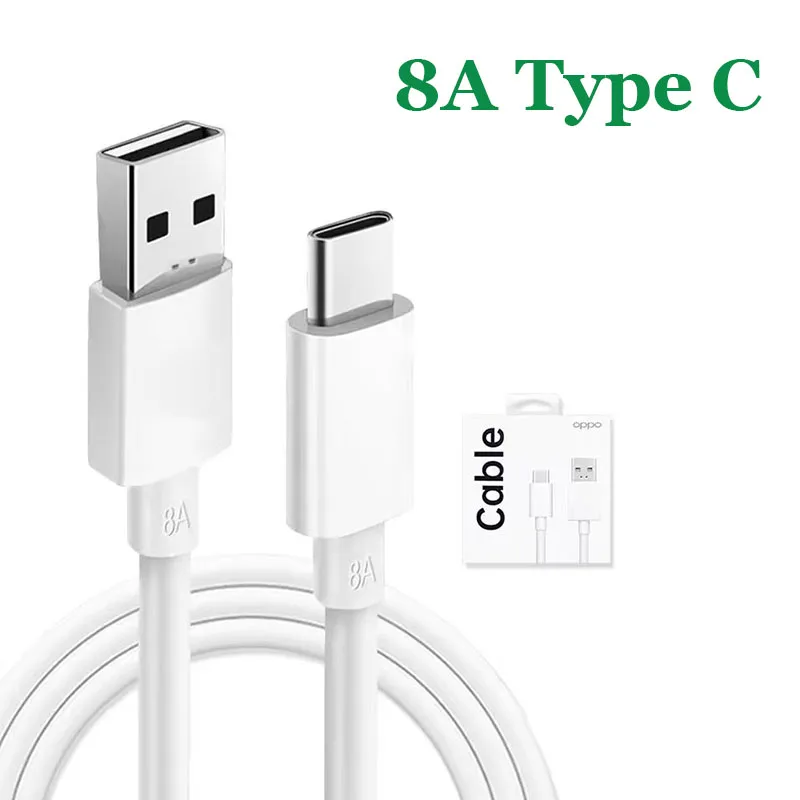 ل ممن لهم 8A كابل شحن سريع 6.5A نوع C 100 واط 80 واط 65 واط Supervooc ل Find X9 X8 X5 X6 X3 رينو 14 13 12 11 10 A6 A5 Pro A80 A79