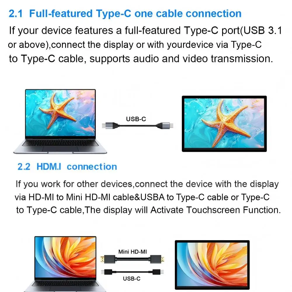 Wisecoco 10.5 inch OLED AMOLED Display IPS 60Hz Touchscreen For Raspberry Pi Laptop Mac Xbox PS4/5 Switch 100%SRGB 2560x1600