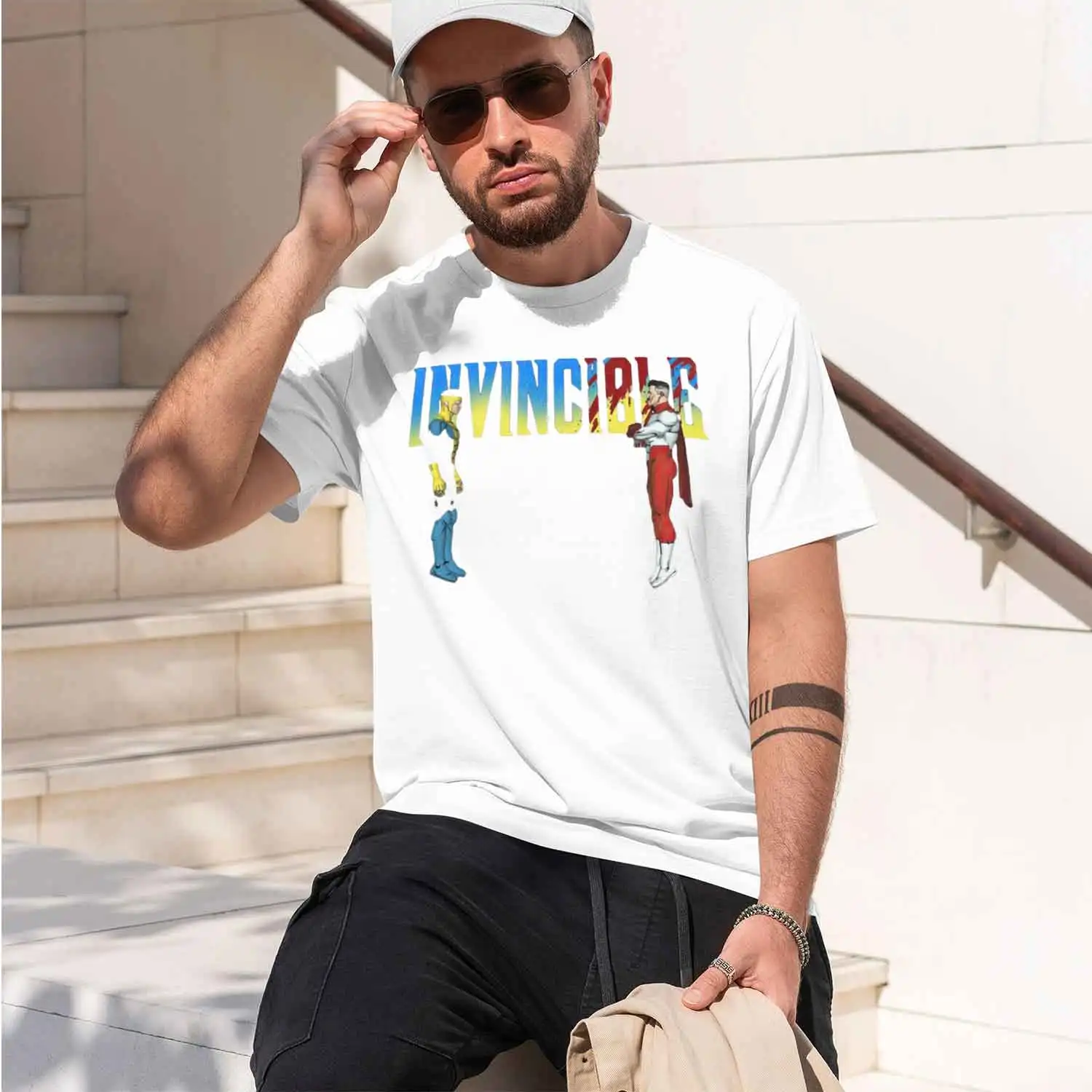 Novelty TV Series Anime Invincible  Grayson T-Shirts for Men Round Neck Washed T Shirt Short Sleeve Tees Unique 2026 New Model
