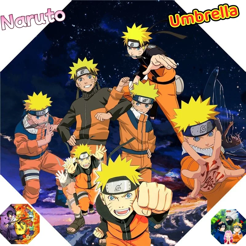

Стильный и модный зонт-трость с черным покрытием и мультяшным принтом Наруто, складной, для мужчин и женщин, отличный подарок