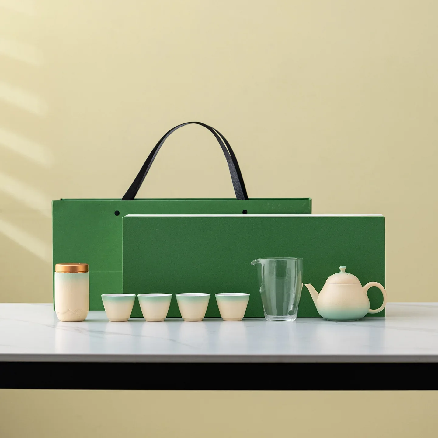 Gradient Ceramic Kung Fu Tea Set Multicolor Unique Luxury Tea Ceremony One Pot Four Cups With Glass Fair Cup Business Souvenir