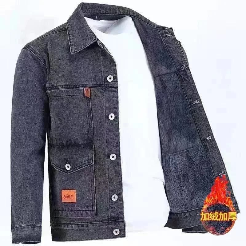 Autumn and Winter New Men's Classic Fashion All-Match Denim Jacket Men's Fleece Thickening Warm High-Quality Jacket S-5XL