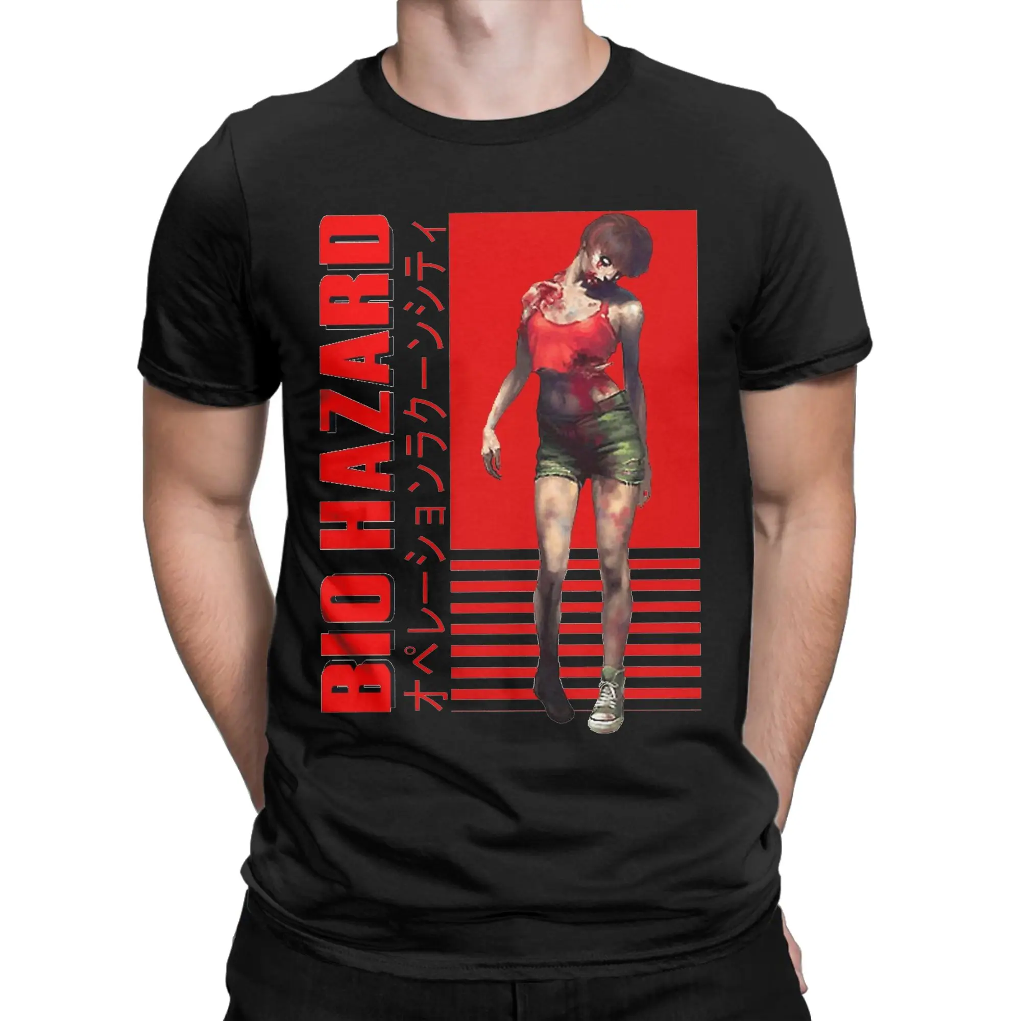 Retro Biohazard Residents Evils T Shirt Men's 100%Cotton Short Sleeve  Round Neck Summer TopsTops