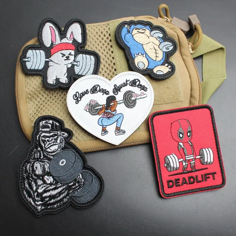 

Pull-up Weightlifting Cartoon Personality Backpack Morale Armband Weightlifting Heart Personalized Creative Jacket Hook Patch