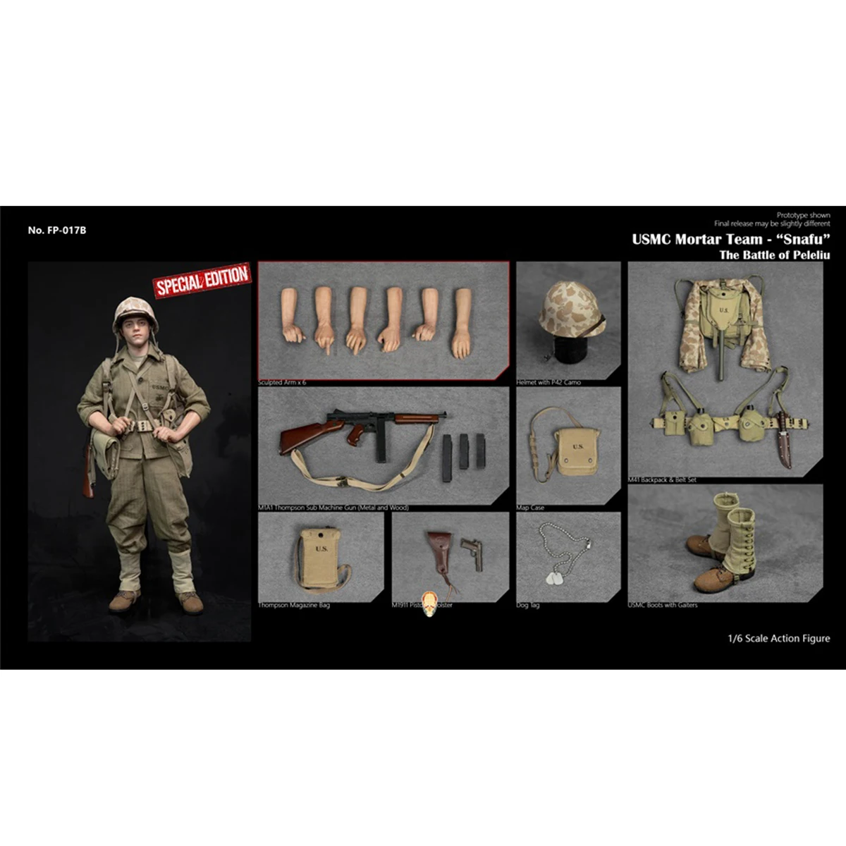 HiPlay Facepool Figurka WWII US Marine Corps Mortar Crewman: Merrill 1/6 Figurka Akcji