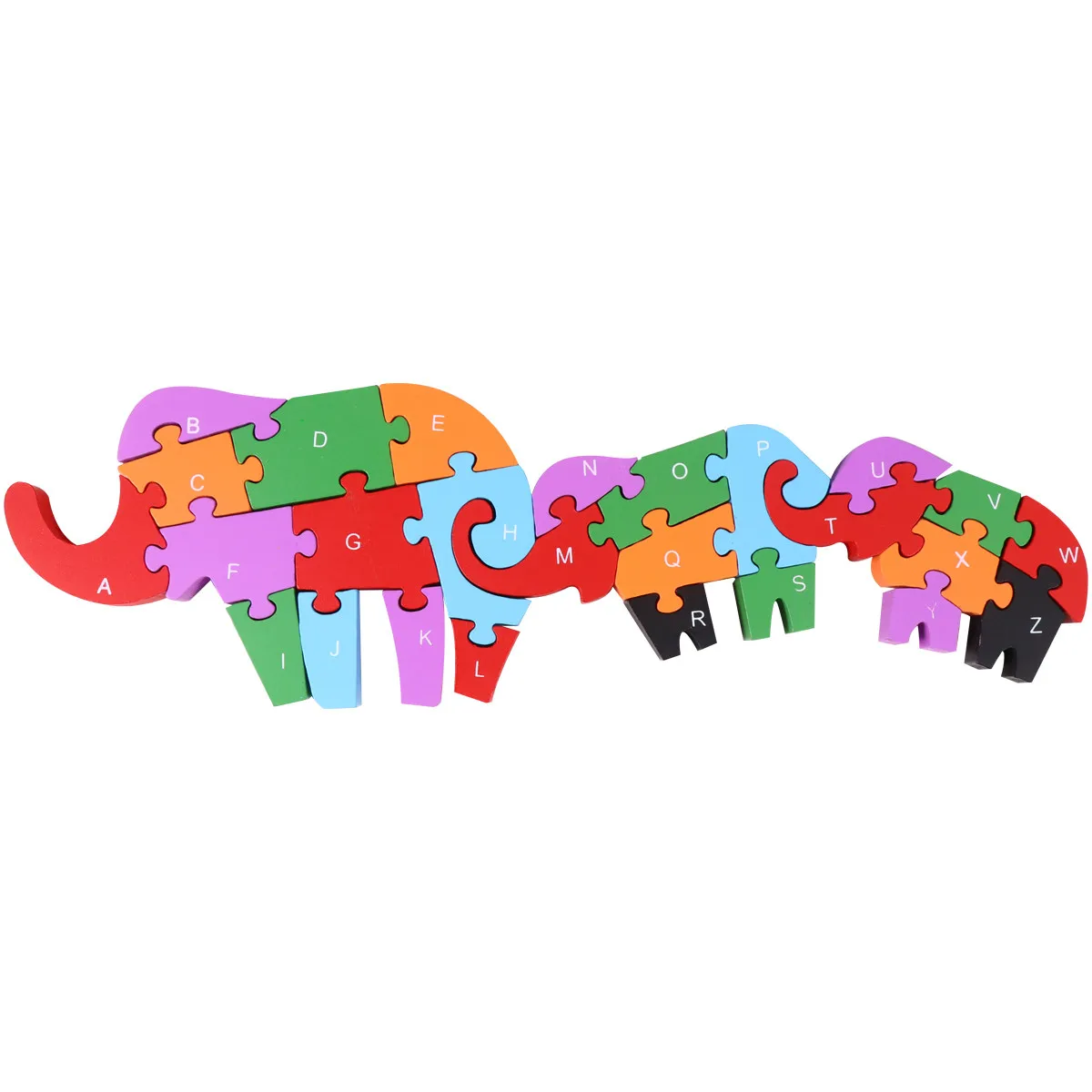 

1Pcs Colorful Wooden Alphabet Puzzle Cartoon Early Education Jigsaw Block Increasing Parent Child