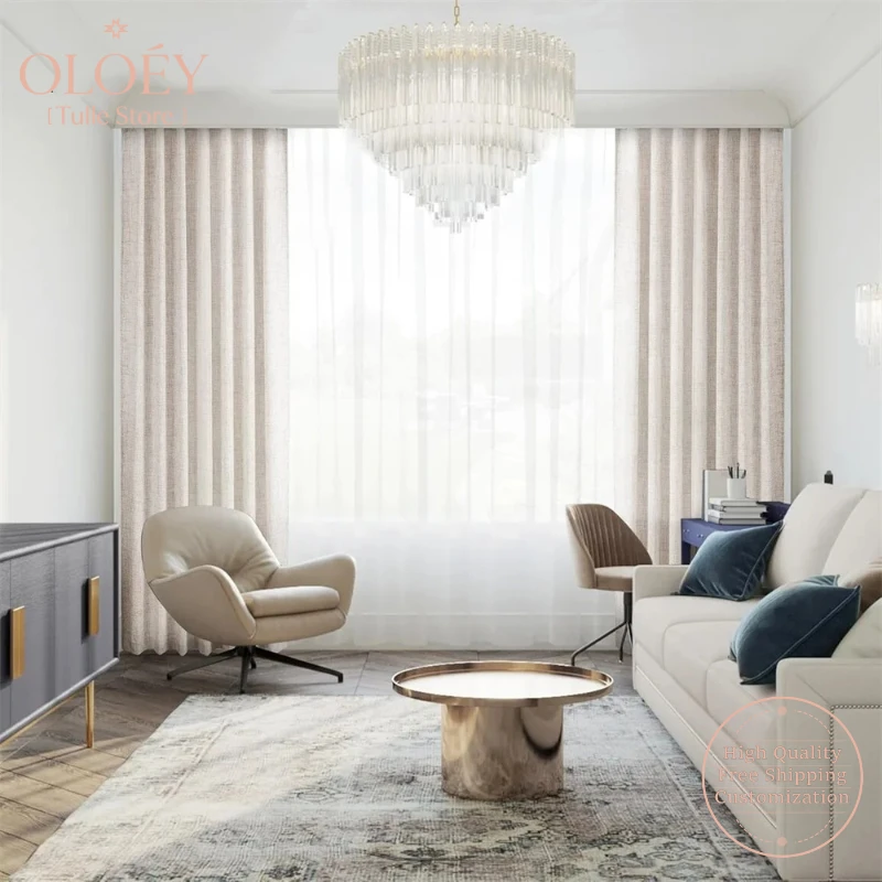 

Extra High Farmhouse Sheer Curtains Light Filtering Privacy Window Panels for Living Room Bedroom Curtain Drapes Natural Linen