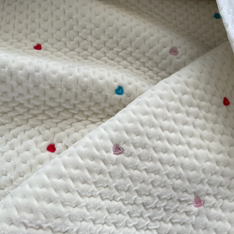 

Colorful heart-shaped embroidered dark texture velvet with cotton embossing autumn and winter clothing polyester fabric