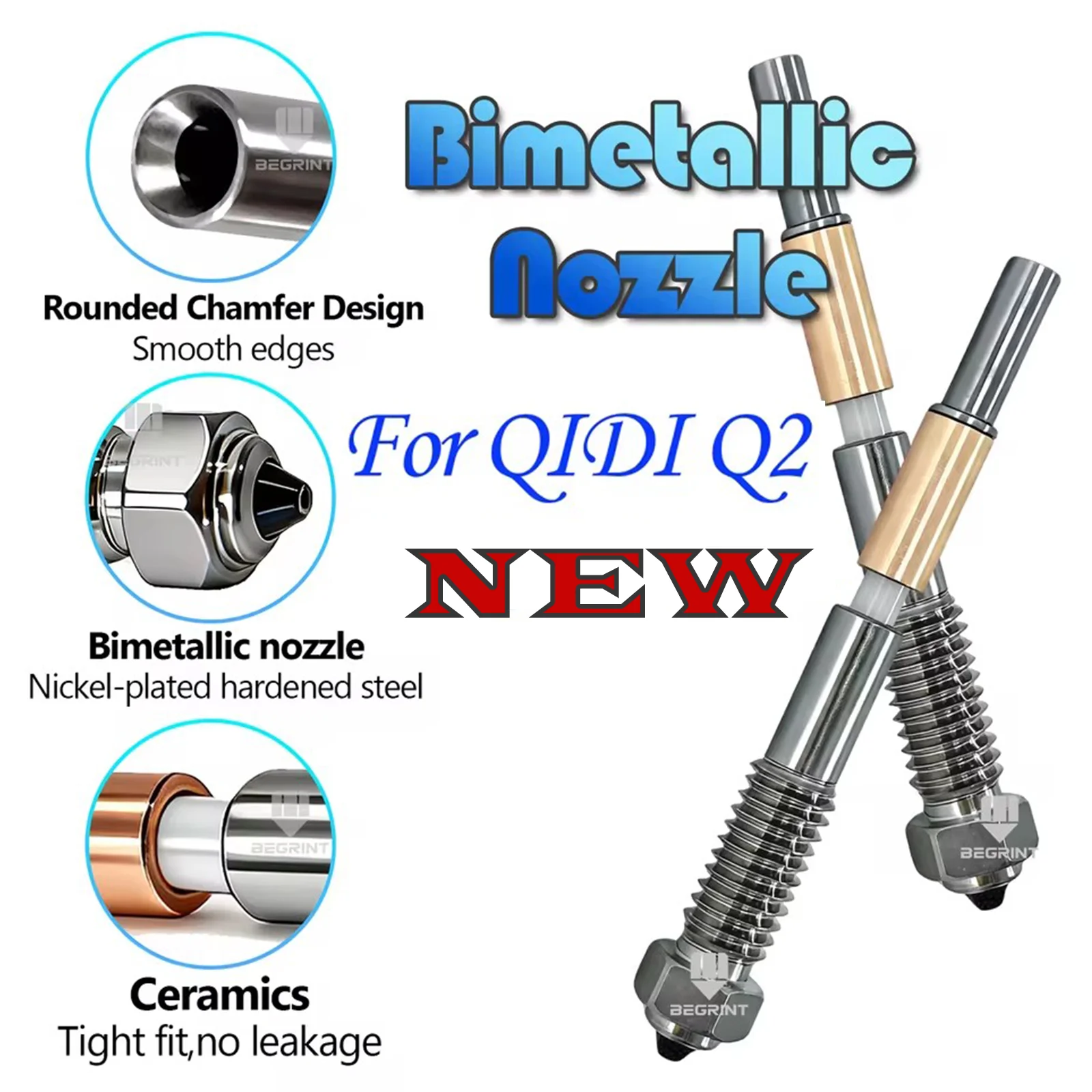 

For QIDI Q2 Nozzle Bimetallic Ceramic Insulation Integrated Not Easy to break For QIDIQ2 Q2 Combo Parts