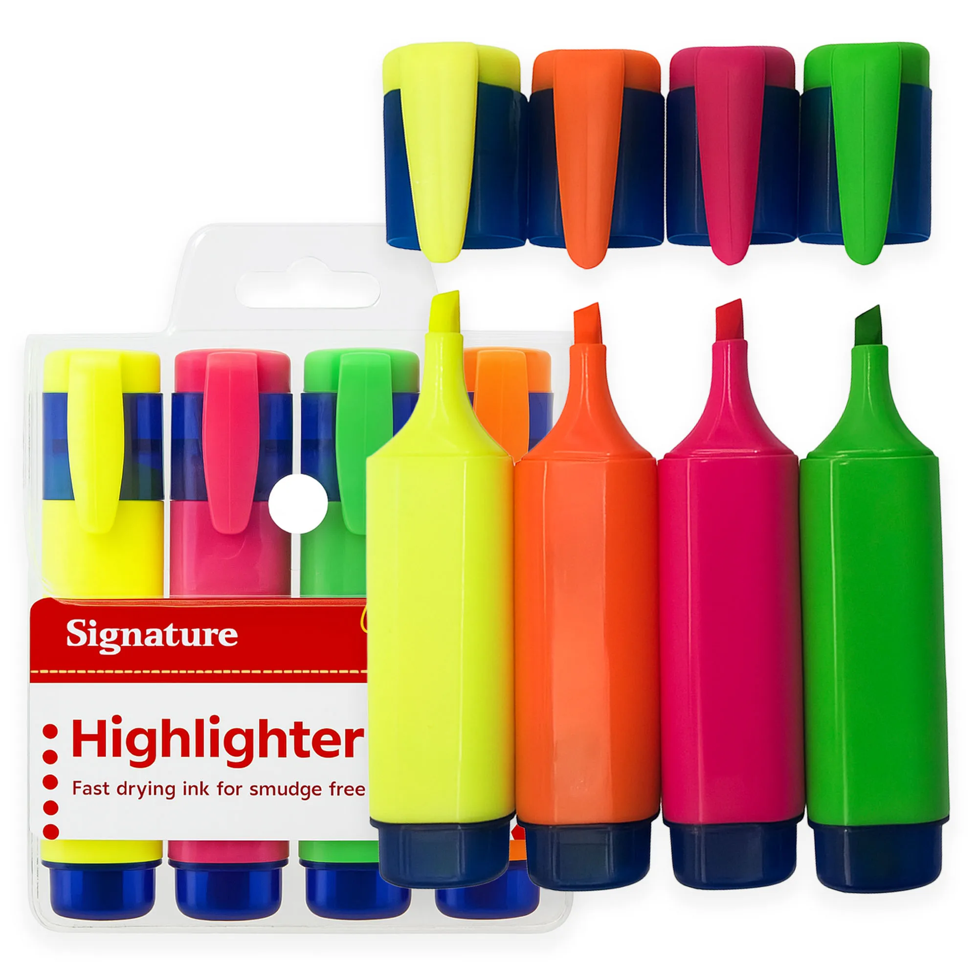 HIT 4-delige Highlight Color Neon Markers voor boeken School Highlight Set voor studenten en notities Kantoor