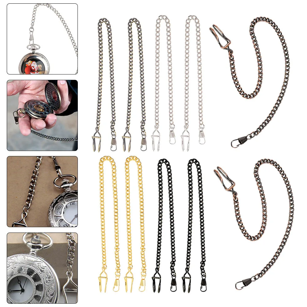 

10Pcs Retro Pocket Watch Chains Alloy Durable Classic Vintage Watch Hanging Chain Belt Key Chain Jeans DIY Chains