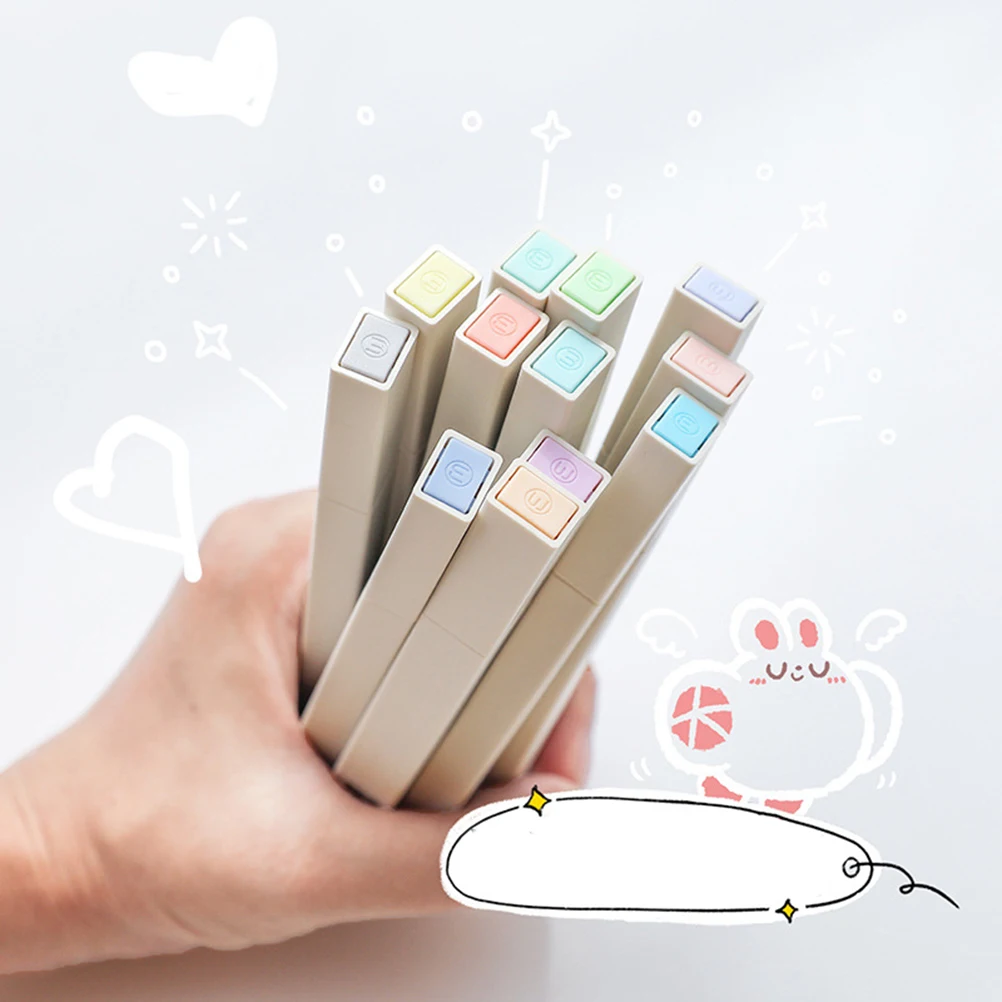 

Fluorescent Highlighter Pens 12pcs Marker Watercolor Creative Vivid Colors Smooth Writing Large Capacity Portable School Notes