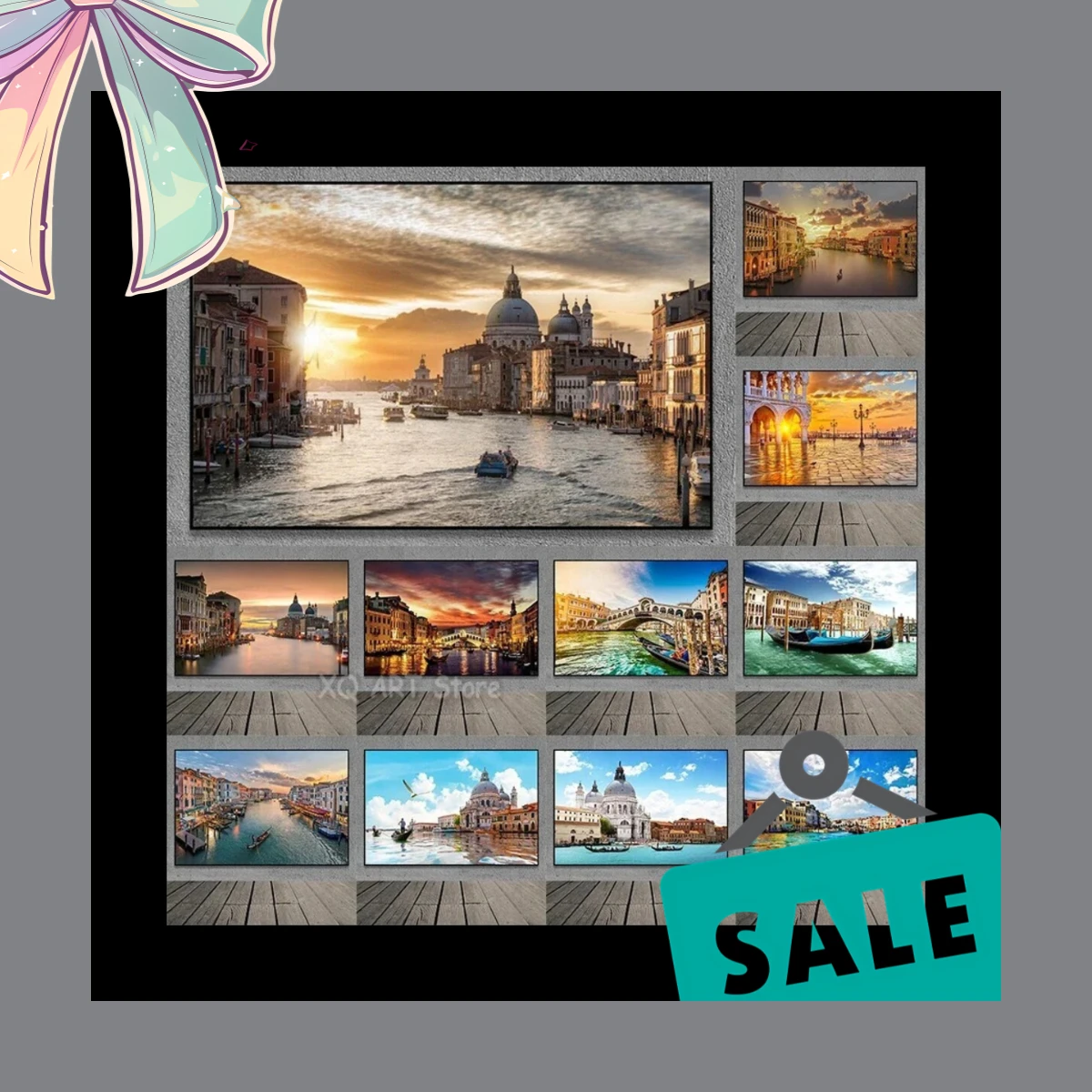 Venetian Sunset – Famous Italy Canal Natural Scenery Frameless Canvas for Living Room Home Decoration 2026