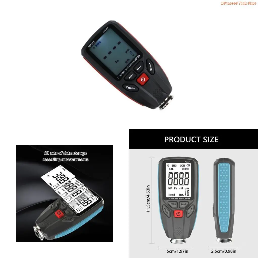 High visibilities LCD Thickness Gauges Tool Optimized for Low Light environment W91B