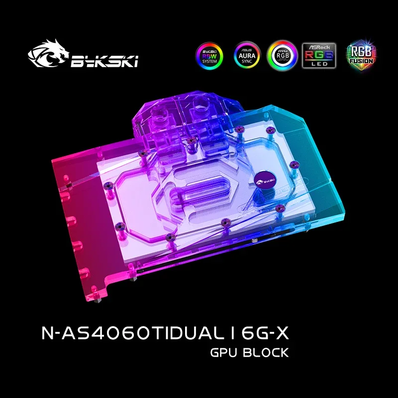 บล็อกน้ำ GPU Bykski สำหรับการ์ดจอ ASUS Dual GeForce RTX 4060Ti OC 16GB ระบบระบายความร้อน / ป้องกันการกัดกร่อน N-AS4060TIDUAL16G-X