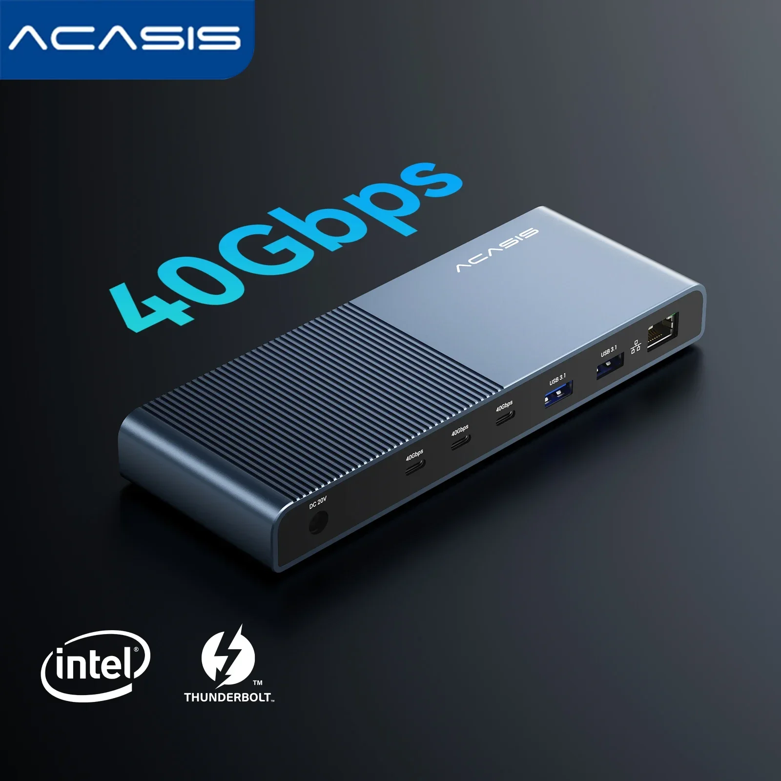

Acasis 40Gbps Thunderbolt 4 USB C HUB Docking Station 8K/4K 60HZ 2 Didplays PD60W Charging RJ45 For Macbook Pro
