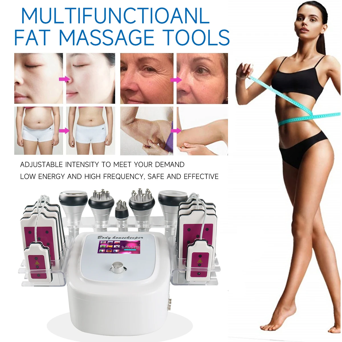 NEW 6 IN 1 80k Radio Frequency Cavitation Ultrasonic Machine Weight Loss Face Skin Lifting Care Body Shaping Massage Equipment