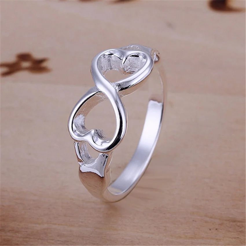 925 Sterling Silver Rings For Women Charms 8-Shaped Heart Size 7 8 9 Fashion Party Holiday Gifts Engagement Wedding Jewelry