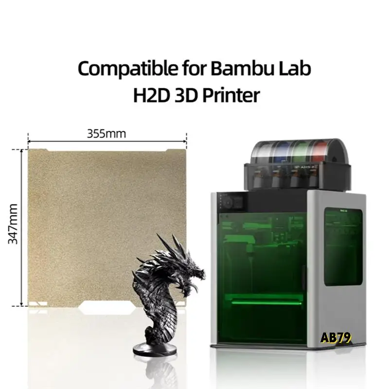 Für Bambu Lab H2D Bauplatte doppelseitig strukturierte PEI-Platte Federstahlblech Wärmebett für Bambulab H2d