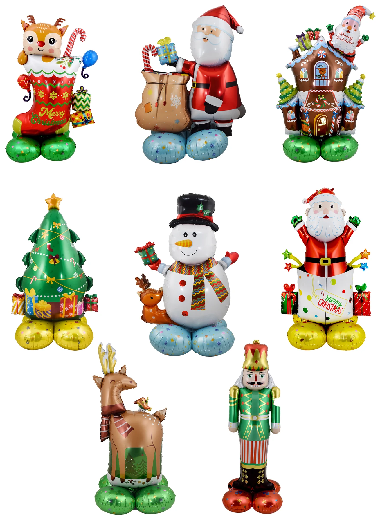 1set Large Stand Pedestal Christmas Tree Santa Claus Snowman Elk Balloons New Year Christmas Decorations Navidad 2024 Decor