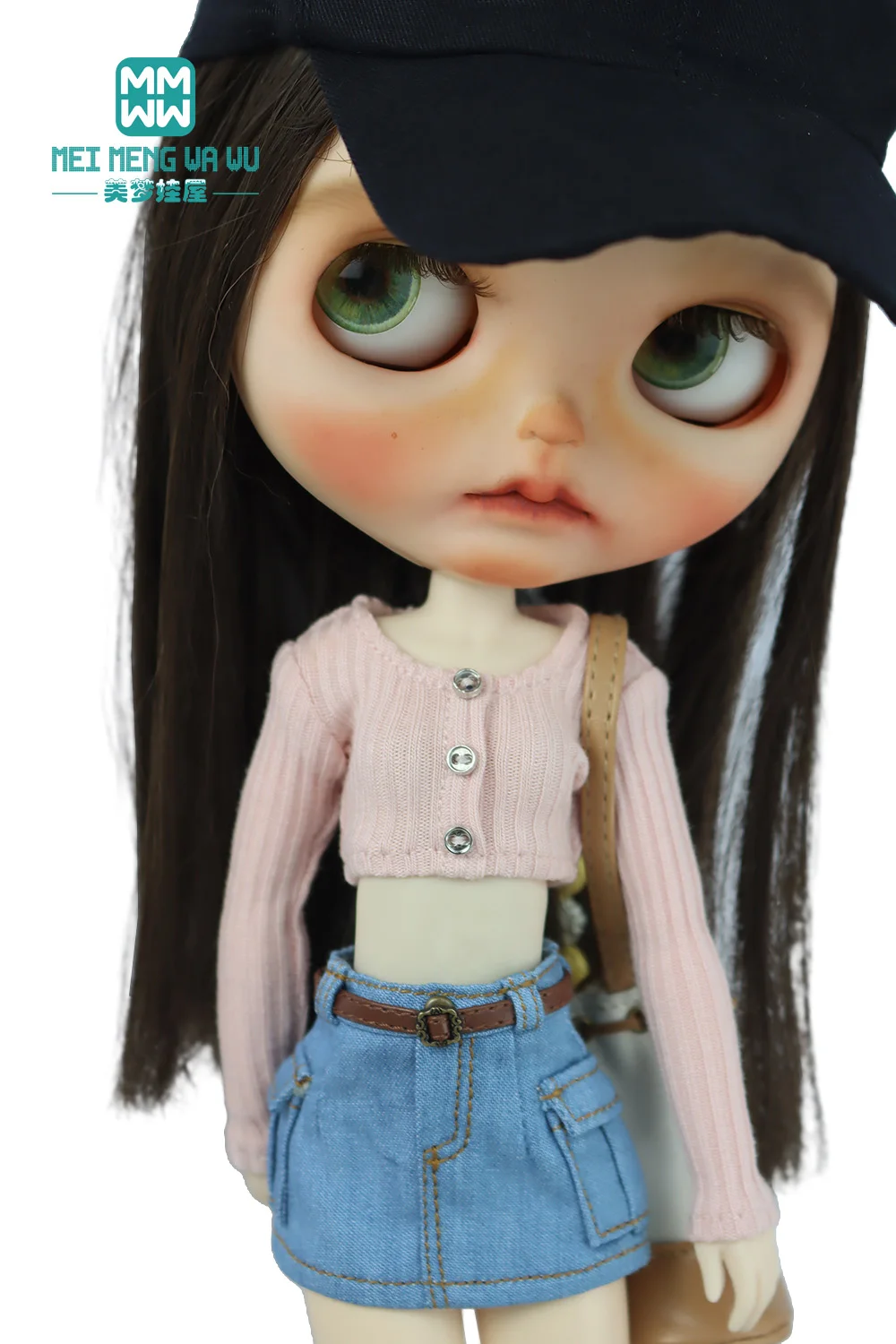 28 cm Blyth-Puppenkleidung, modische bonbonfarbene Blusen, Mini-Jeansröcke für OB23 OB24 Azone-Puppenzubehör – Detail 24