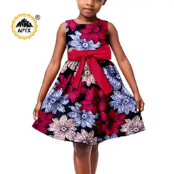 Africa Clothing,Summer Children Girls Dresses, Ankara Print Dresses with Bow Belt,Kids Outfits,Dashiki,Bazin Riche Y234028